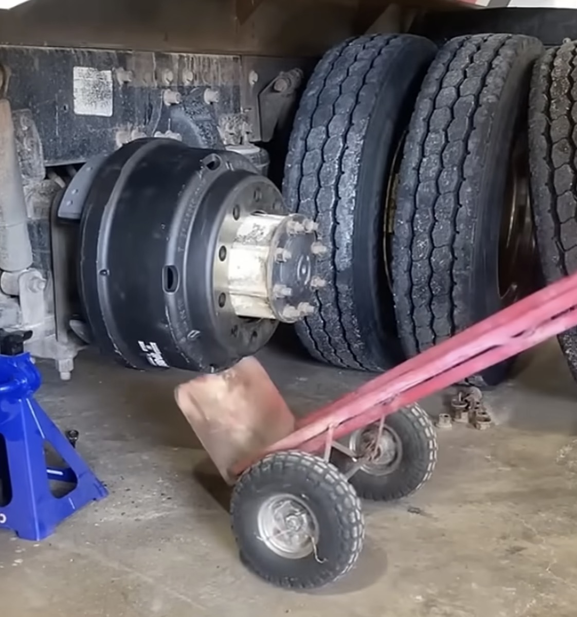Brake drum service on semi truck